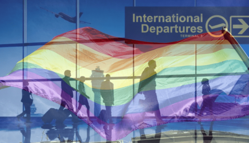 Pride month airport with flag
